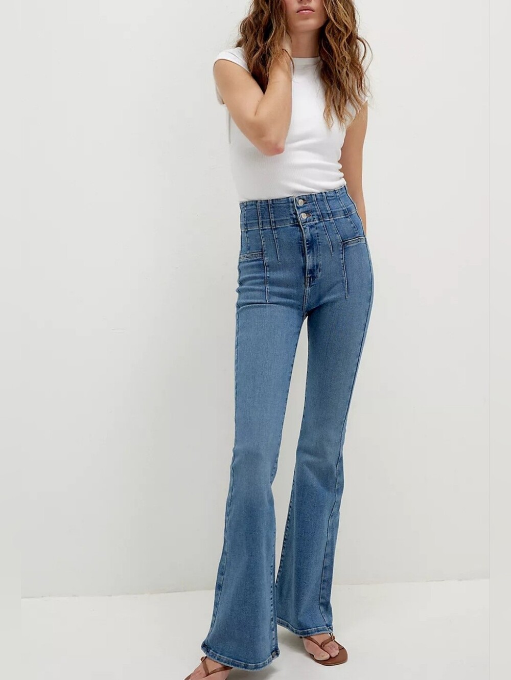 We The Free Jayde Retro Inspired Flare Jean Size 25 In Sunburst Blue
